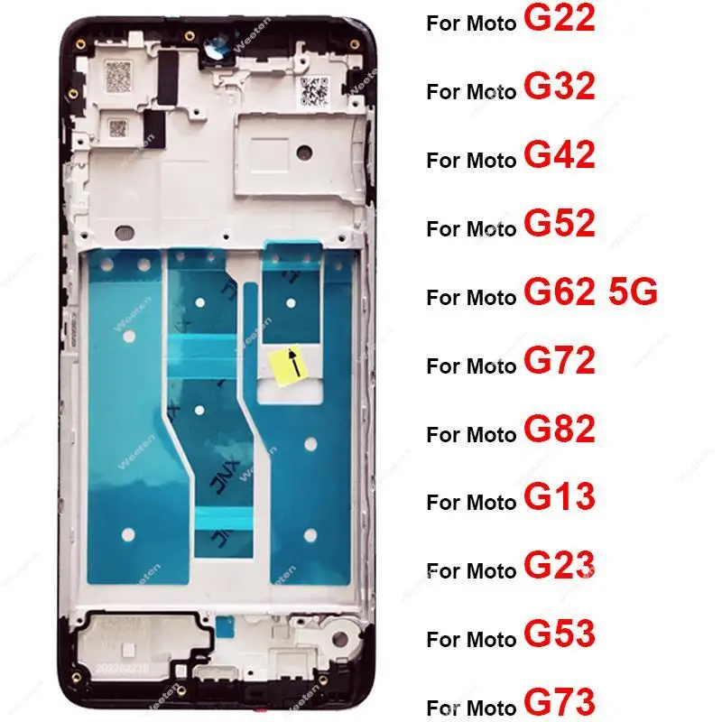 Front Screen Frame For Motorola MOTO G22 G32 G42 G52 G62 G72 G82 G53 G73 G13 G23 LCD Frame Cover Case Bezel Parts