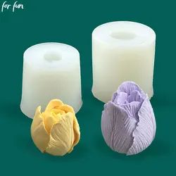 For Fun 3D Tulip Flower Bud Silicone Candle Molds Aromatherapy Candles Handmade Soap Gypsum Resin Mold DIY Chocolate Baking Mold