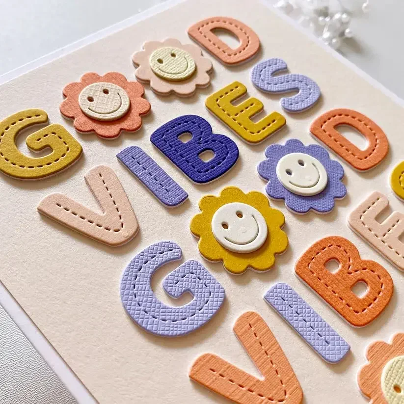 

Mmao Craft metal cutting dies cut die mold Good Vibes Letter Scrapbook paper craft knife mould blade punch stencils dies