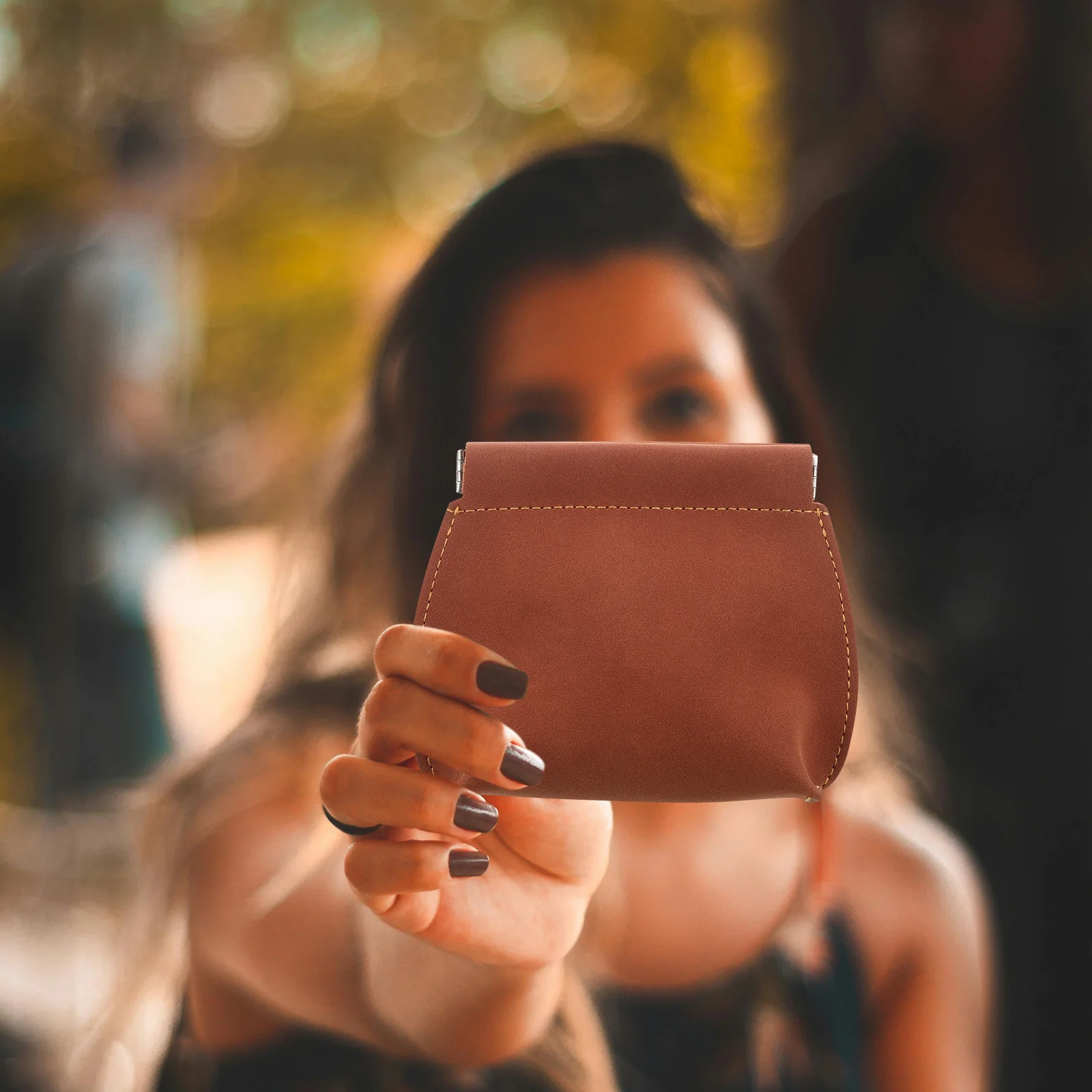 حقيبة عملات معدنية بإغلاق زنبركي تلقائي للرجال، محفظة أنيقة خفيفة الوزن من البولي يوريثان، منظم صغير محمول، ملحقات السفر، مكياج