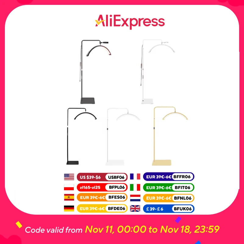 Nouveau EU 36W sol LED lumière vidéo demi-lune en forme de lumière de remplissage réglable avec lumière réglable support de lumière en métal pour le Streaming en direct