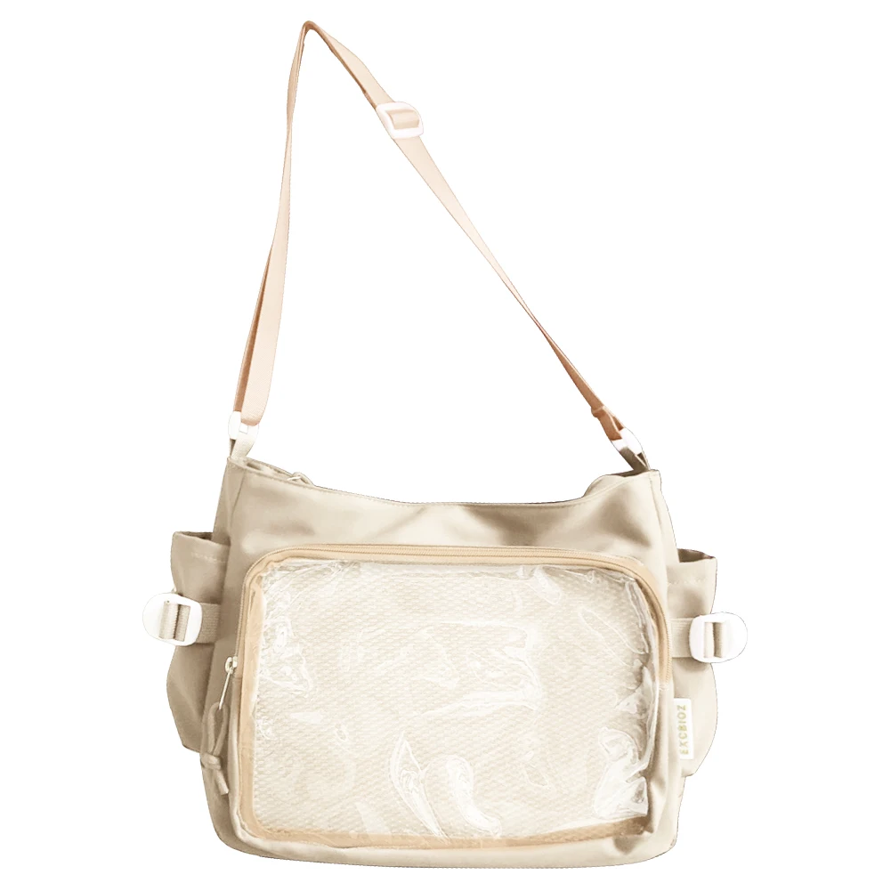 กระเป๋าผู้หญิงสไตล์ญี่ปุ่น กระเป๋าสะพายไหล่พร้อมช่องใส กระเป๋าโท้ทเรียบง่าย กระเป๋าหลายช่อง กระเป๋าสะพายข้างทันสมัย กระเป๋าโฮโบเก๋ไก๋