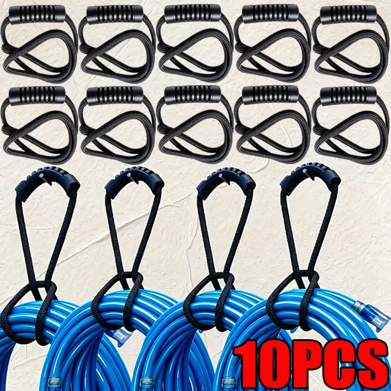 60cm Black Storage Strap with Handle Extension Cord Organizer Air/Water Hose Organizer for Garage Boat Storage Elastic Band