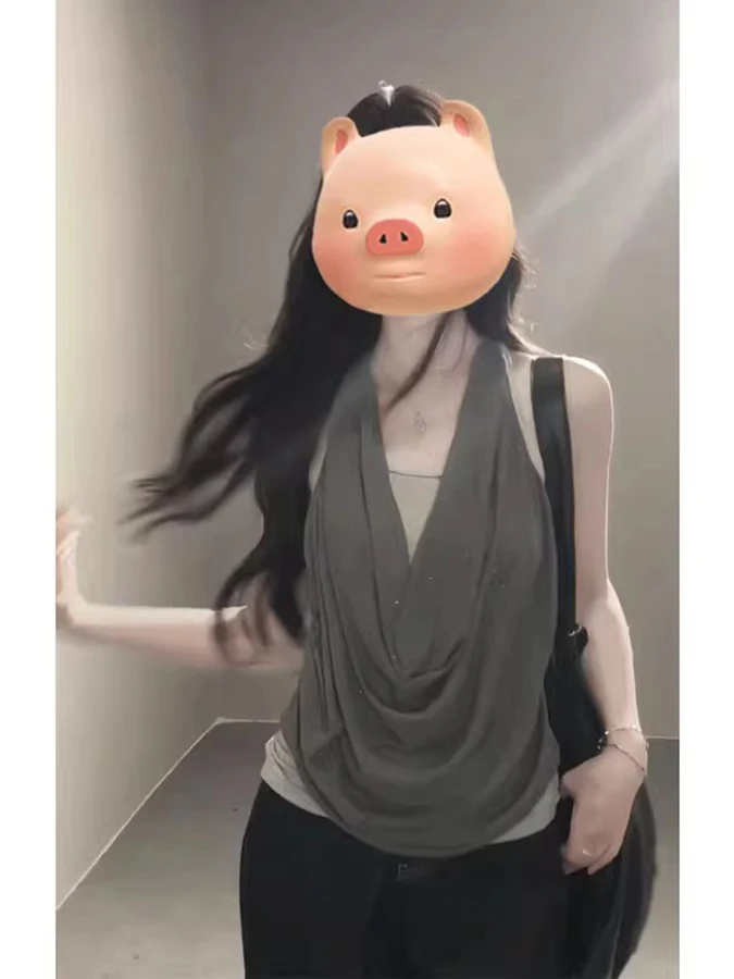 

Новая летняя женская футболка с V-образным вырезом, приталенный крой, однотонная, в корейском стиле