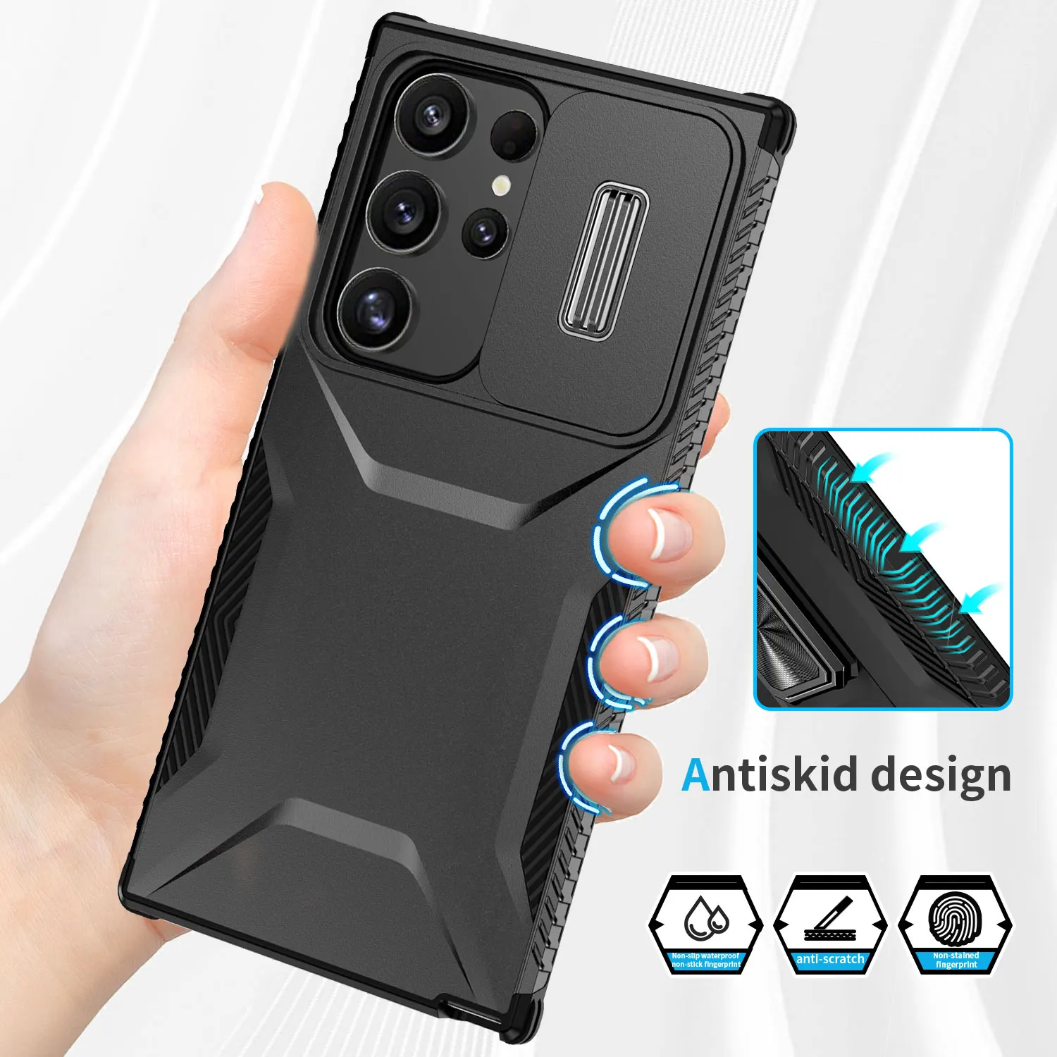 Wytrzymałe, odporne na wstrząsy etui do Samsung Galaxy S26 Ultra S25 FE S24 S23+ 5G z przesuwanym okienkiem, ramką z TPU i twardą plastikową tylną obudową. — zdjęcie produktu 4