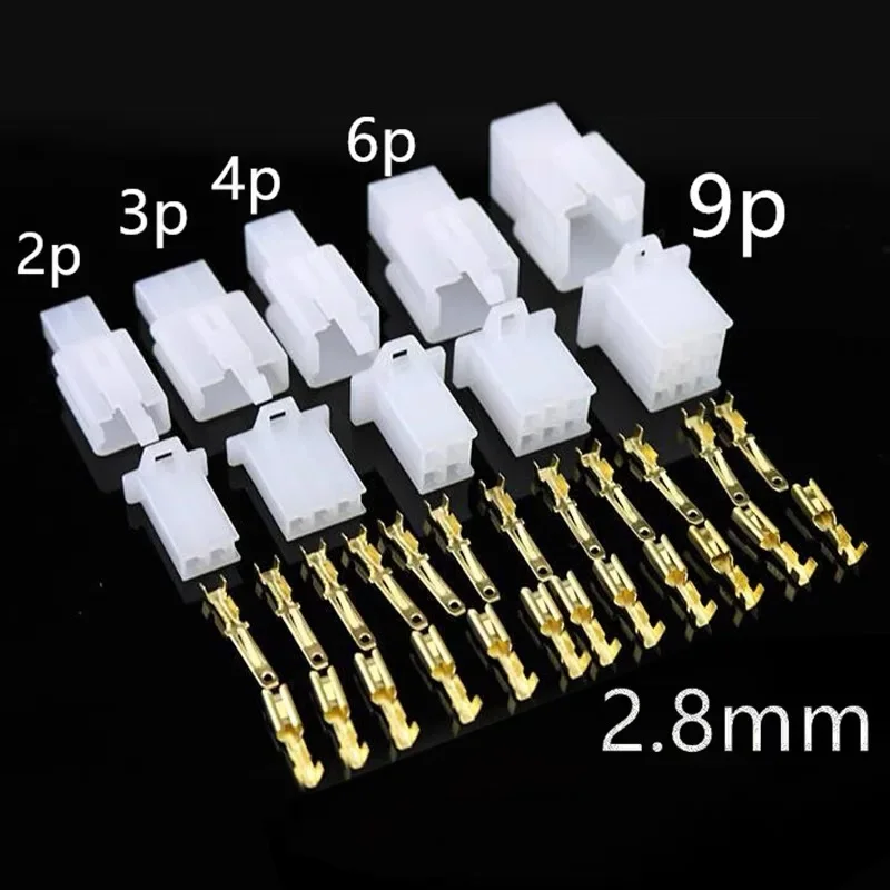 10 Sets 2.8mm connector2/3/4/6/9 Pin Electrical Wire Connector Male Female Cable Terminal Plug Kits Cars Motorcycles