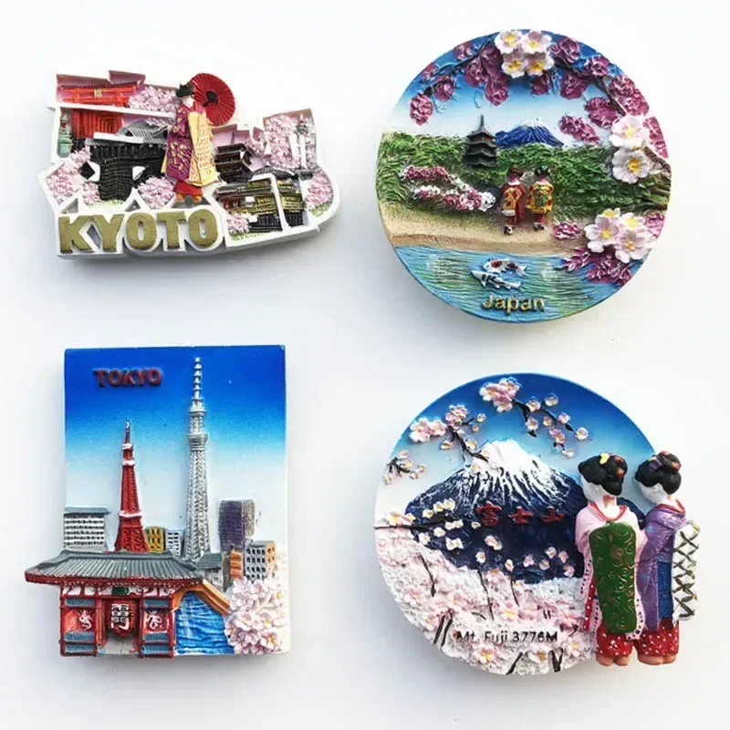 Japan Koelkast Magneten Mount Fuji Tokyo Kyoto Toeristische Souvenir Ambachtelijke Geschenken Hars Magnetische Koelkast Sticker Home Decoratie