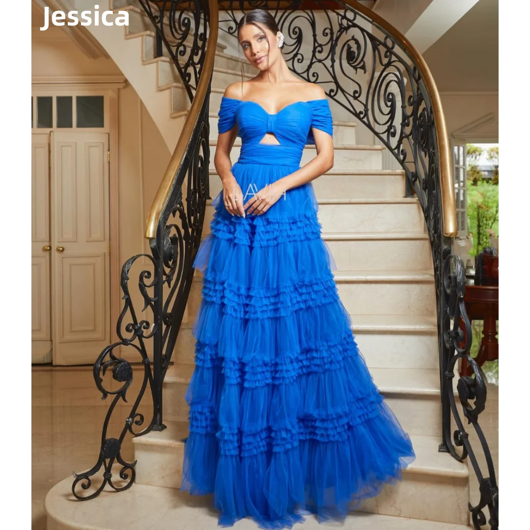 Jessica Blue Handmade Tulle Prom Dresses Luxury Women Wedding Dress Evening Dresses Sexy Strapless Wedding Formal Party Dress