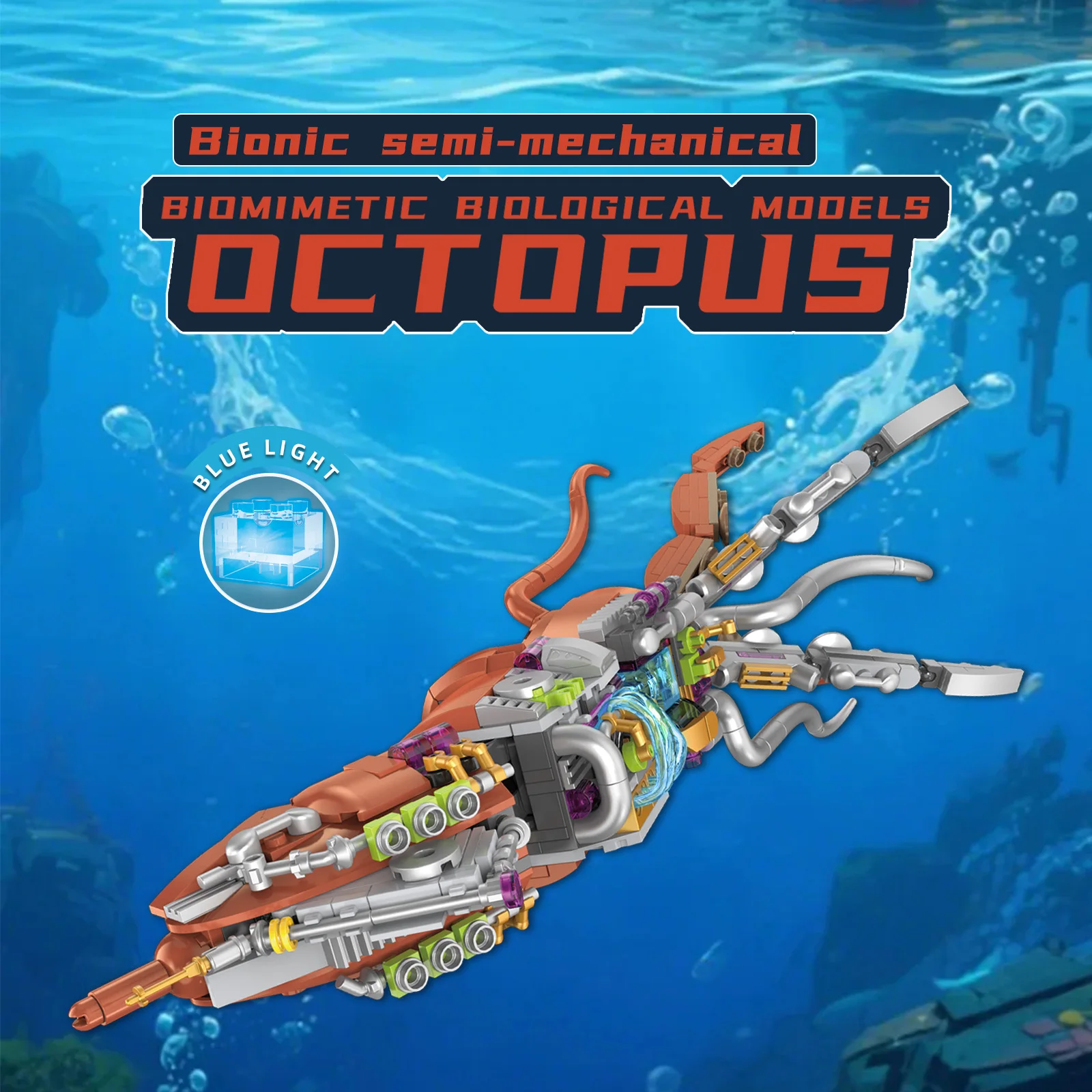 Ensemble de blocs de construction mécaniques pour animaux marins (tortue/crocodile/requin/chaïde) avec articulations mobiles, jouet éducatif STEM