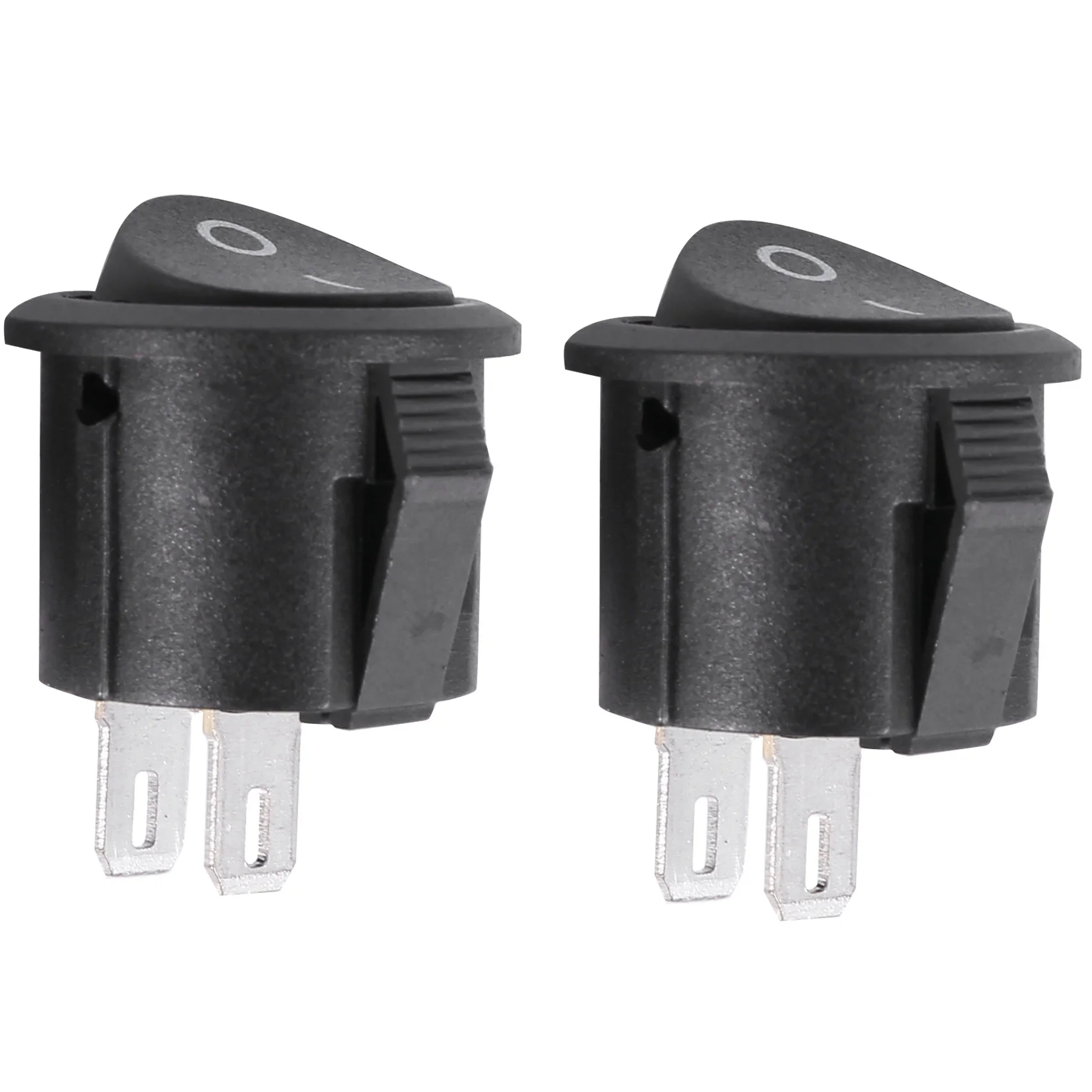 ●5 Pcs SPST Black Button On/Off Round Rocker Switch AC 6A/125V 3A/250V