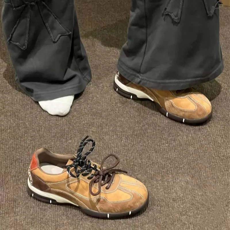 

Fashion Women's Shoes Retro Luxury Leather Chunky Sneakers for Woman Exquisite Lace Casual Shoes Designer Shoes Zapatillas Mujer