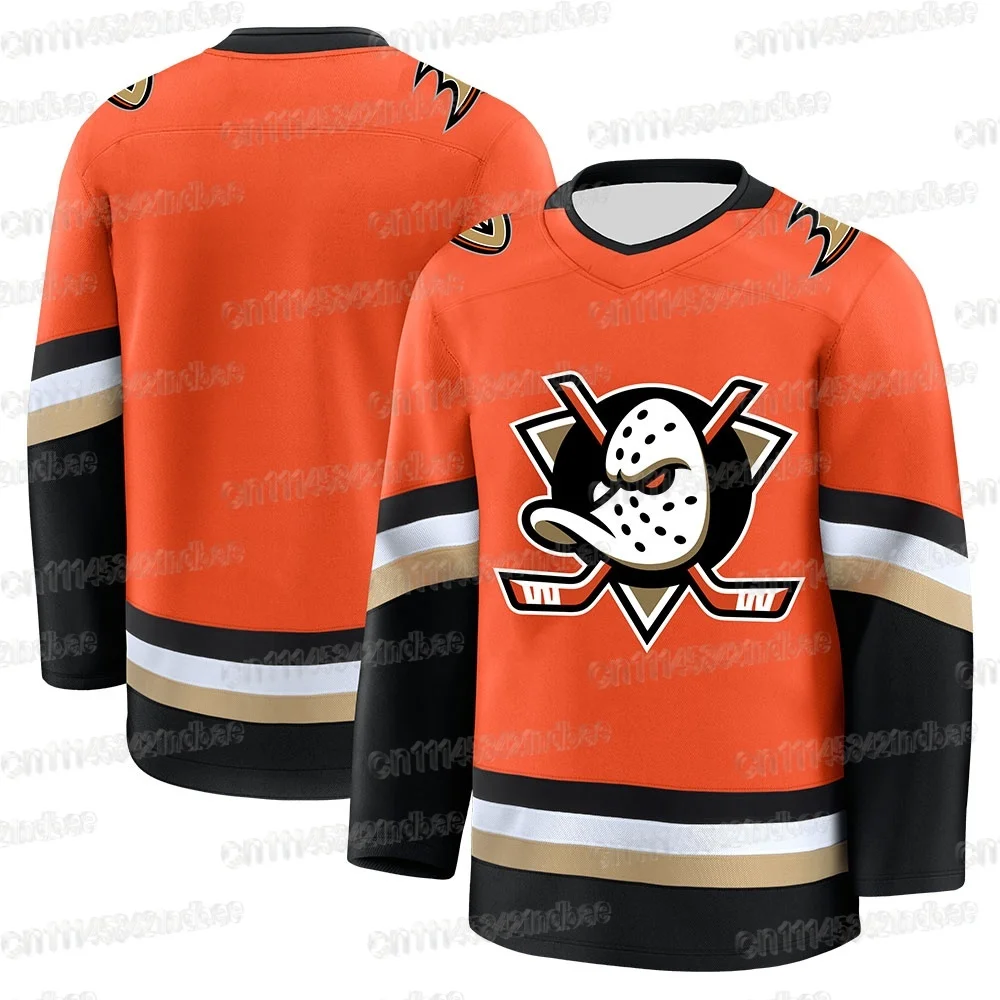 Hockey-T-Shirt-Orange mit schwarz-weißen und beigen Details, atmungsaktives und schnelltrocknendes Sport-T-Shirt, 3D-HD-Druck, Familien-Partnerlook – Detail 5
