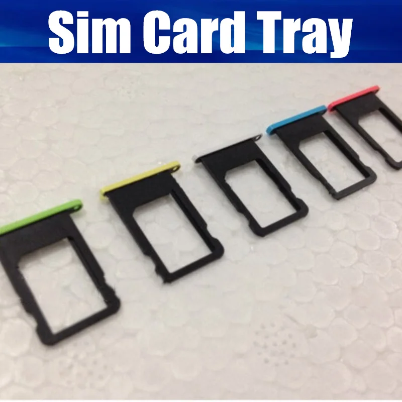 Sim Card Tray For iPhone 5C Sim Card Adapter Holder Slot Colorful Card Tray Replacement Repair Part Green Yellow Blue Pink White