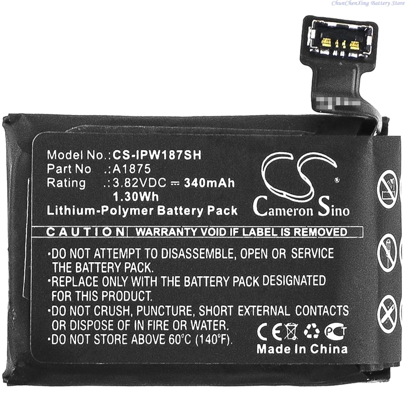 

3.82V 340mAh CS-IPW187SH Smartwatch Battery A1875 for Apple Watch Series 3 GPS 42mm, Watch Series 3 42mm, A1861 +TOOLS KIT