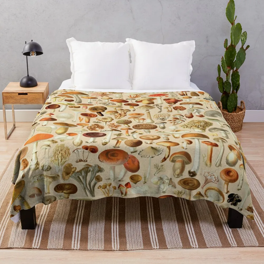 

Vintage Mushroom Designs Collection Throw Blanket Soft Big Flannel Decorative Sofas Loose Blankets