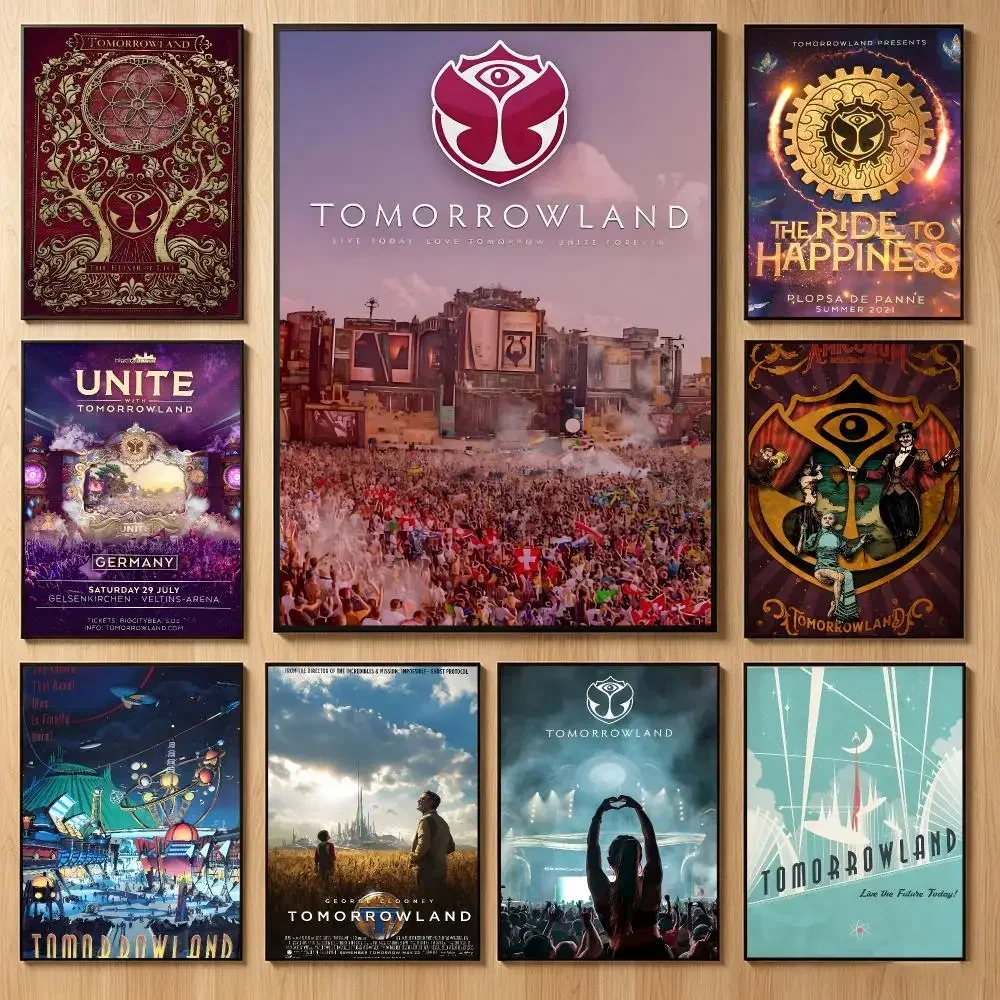 Electronic Music Festival T-Tomorrowland Poster Classic Self-Adhesive PP Wall Sticker for Living Room Bar Decor Gift