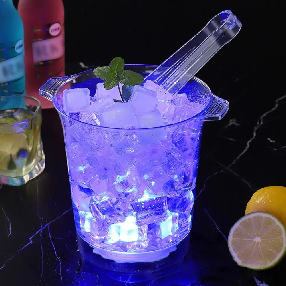 

Luminous LED Ice Buckets Large Capacity with Clip Beer Cooler Bucket Plastic Transparent Chilling Beer Container Club