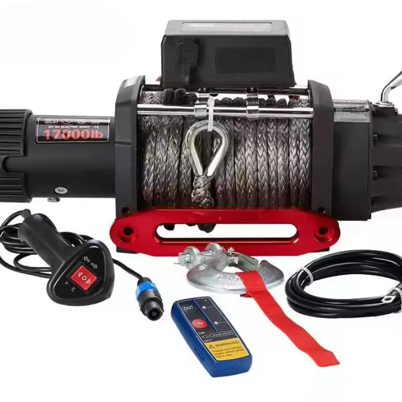 12V 17000LBS Off Road Car Trailer Wire Rope Electric Winch with  Remote Control