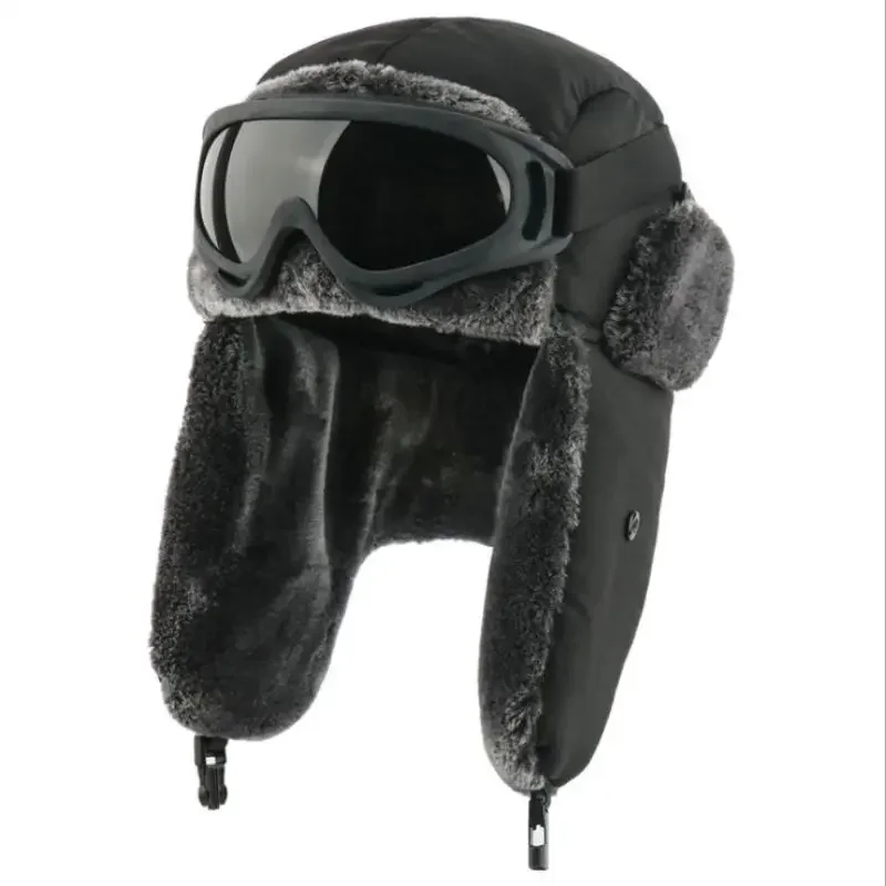 

Army Military Ushanka Men&Women Winter Bomber Hats with Goggle Warm Faux Rabbit Fur Pilot Earflap Trapper Snow Ski Caps