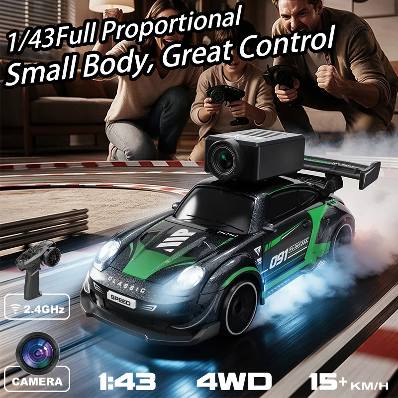 In Stock 1/43 Alloy Rc Drift Car With 4.3 Inch Fpv Camera Screen High Speed 4wd Remote Control Racing Vehicle For Adult
