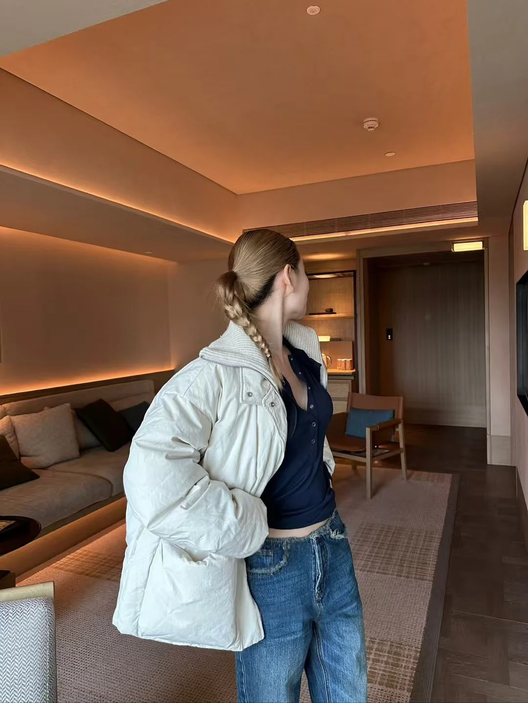 

Пуховик Dumama Premium Store из утиного пуха с вязаным воротником в стиле пэчворк, женский, теплый, повседневный, модный, средней длины, на молнии