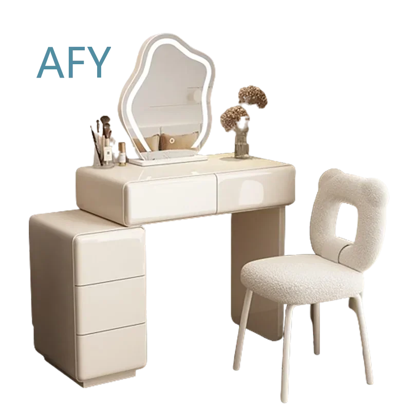 Fashion Minimalist White Dressing Table for Modern Chair Kawaii Makeup Vanity Desk with Stylish Mirror for Bedroom Tocadores