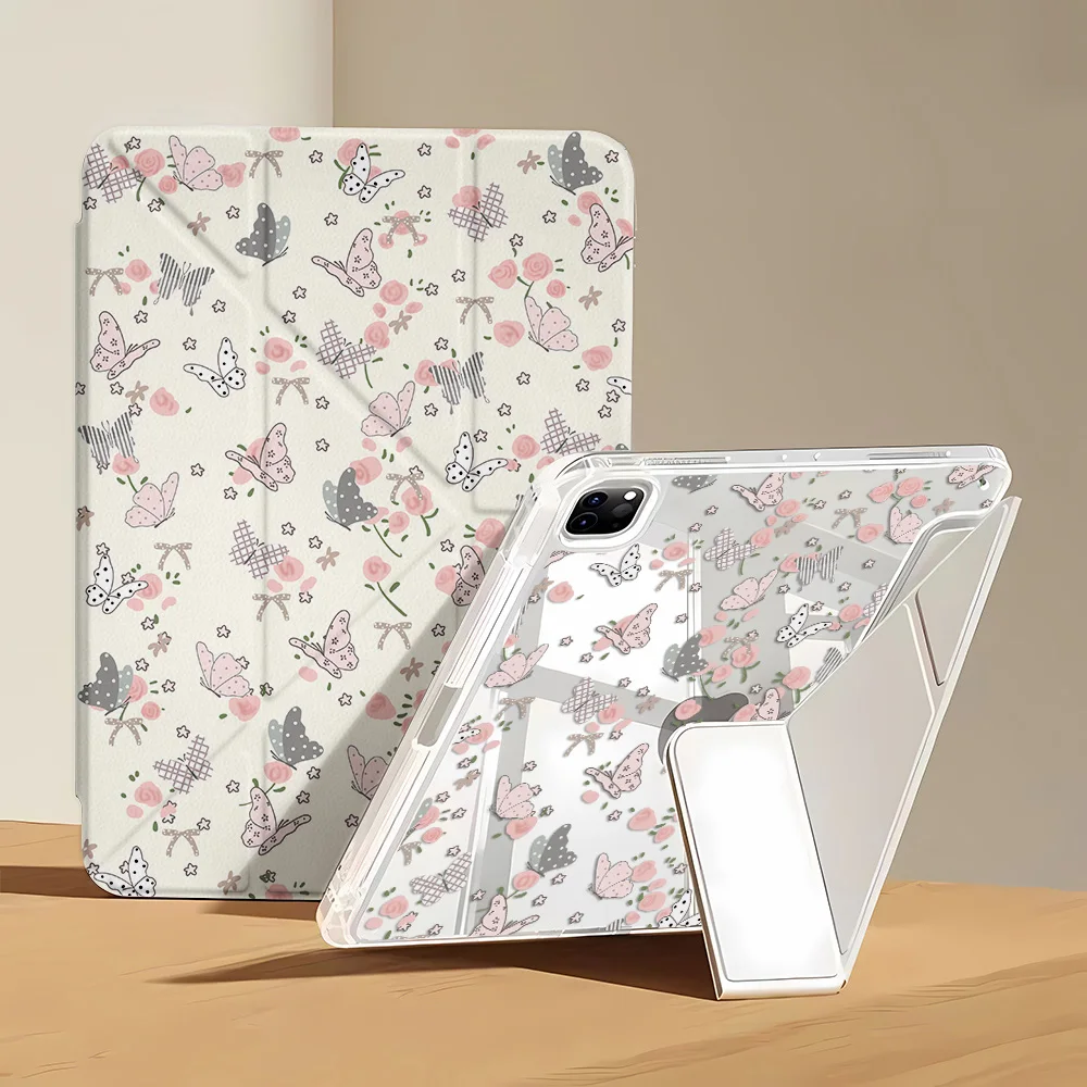 Cute Edge High Clarity Tablet Case inches with Pencil Holder Light Background Rose for Apple iPad Pro 11 2021/2022 mini 6 8.3