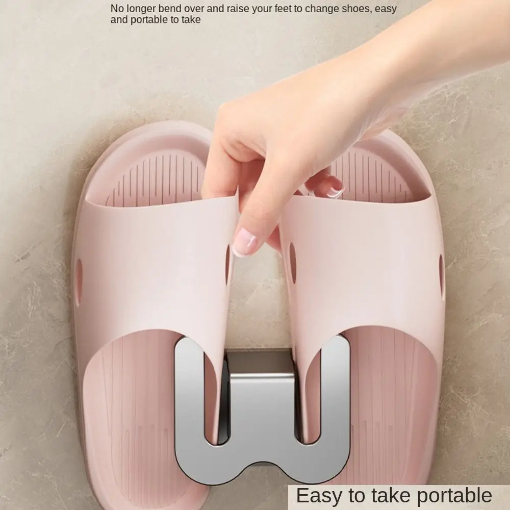 

Multifunctional Bathroom Slipper Rack Keep Tidy Wall Mounted Toilet Shoes Rack Space-saving Storage Organizer