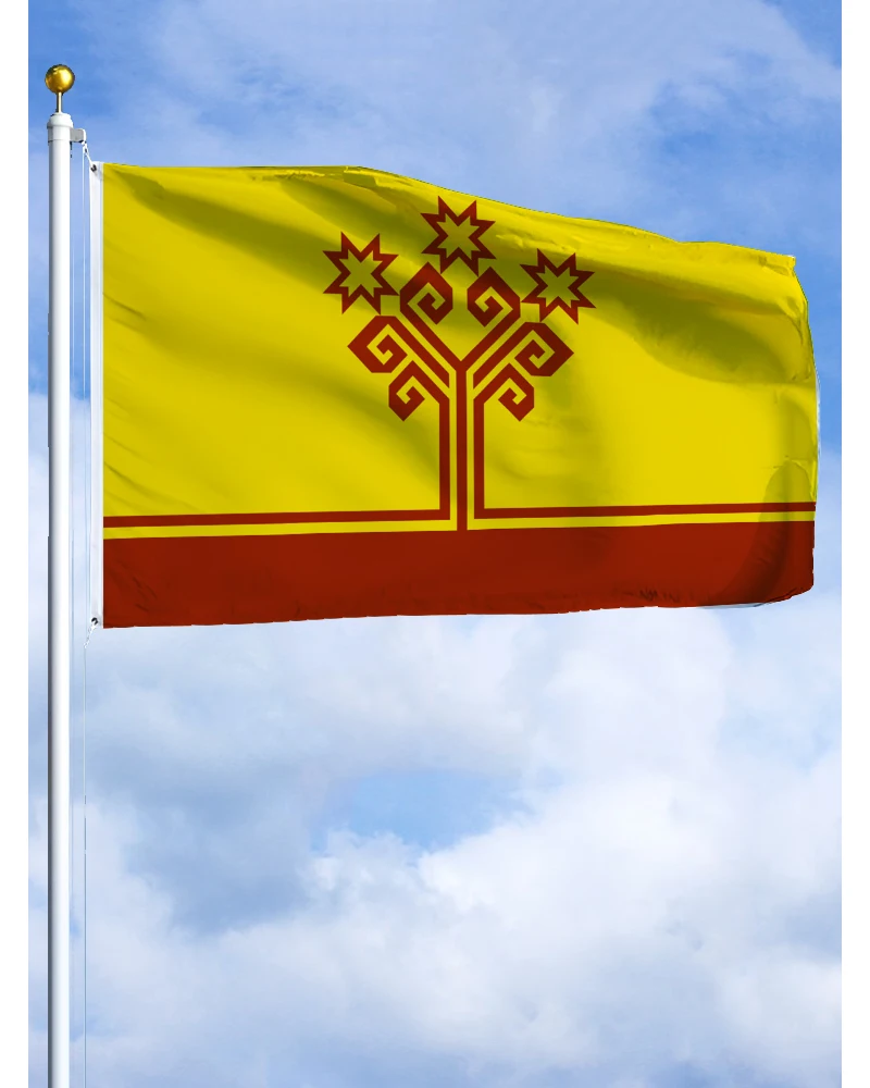 Bannière imprimée en polyester avec sensation d'emblème Chuvashia, tapisserie de la Fédération de Russie pour la décoration, 60 × 90 cm, 90x150 cm, 120 × 180cm
