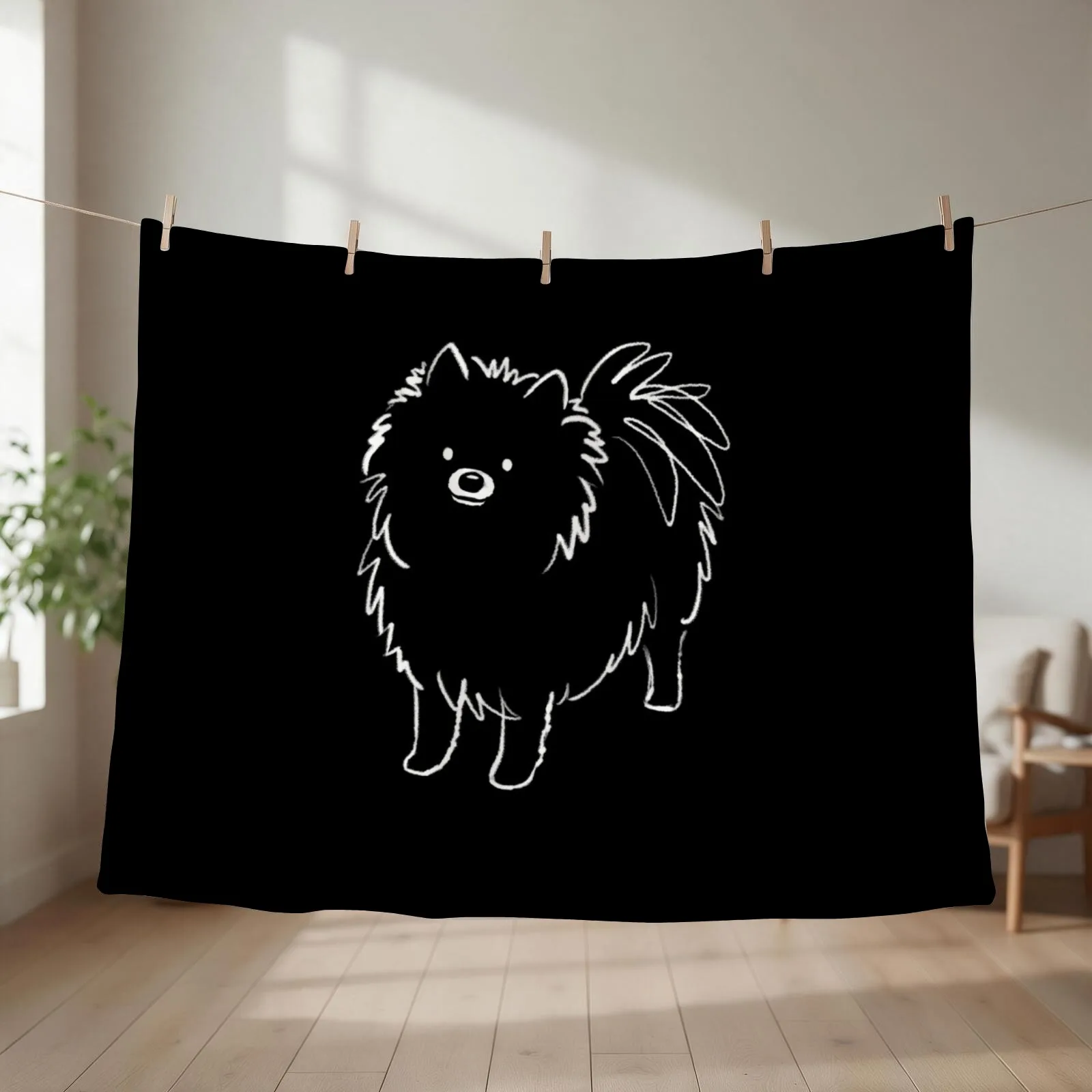 Black Pomeranian Throw Blanket couch cozy soft plush fuzzy picnic outdoor blanket