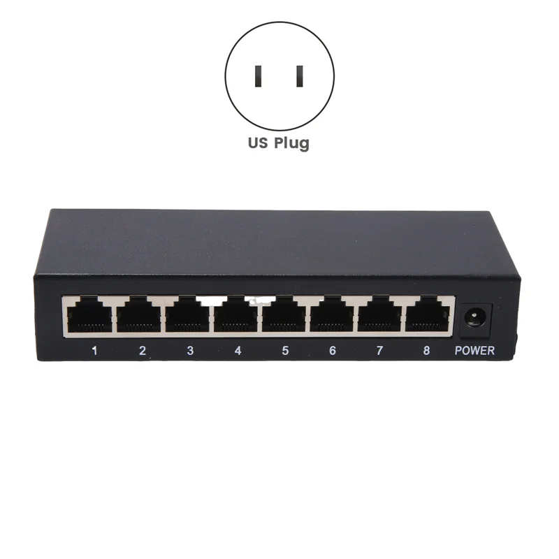 AED6-8 Port Gigabit Ethernet Switch Tidak Ada POE Network Switch Plug & Play Desktop Mount Meningkatkan Kinerja Jaringan US Plug
