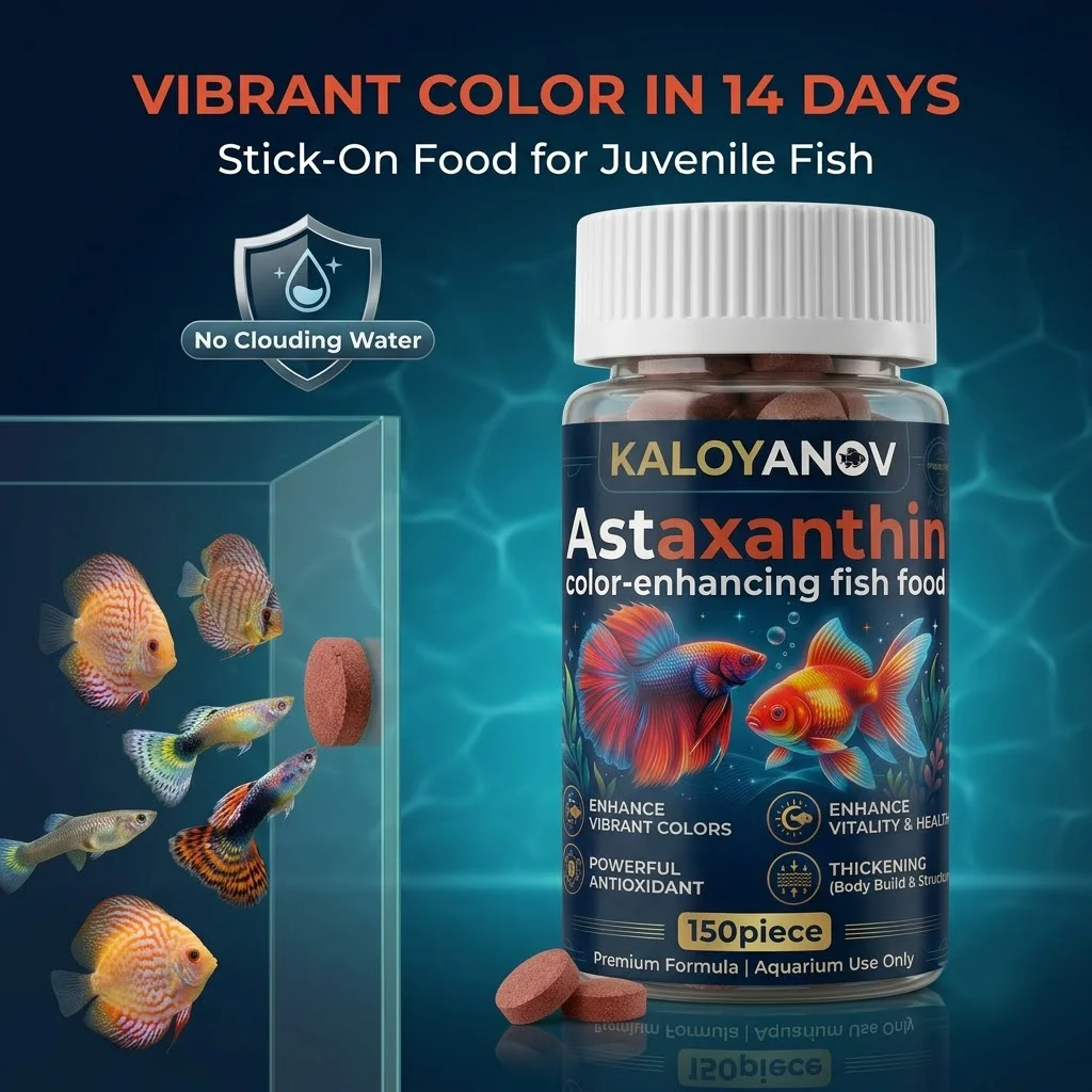 Astaxanthin Color Enhancing Fish Food Tablets for Juvenile Subadult Fish Growth Boosting Aquarium Adhesive Feeding Wafers