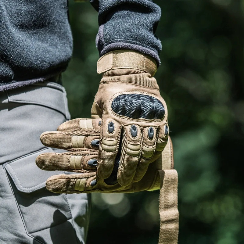 Nylon Carbon Fiber Full-finger Tactical Gloves Outdoor Stab-proof Fighting Training Self-defense Tactical Motorcycle Gloves
