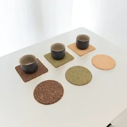 Round Cork Coaster for Coffee Non-slip and Heatproof Heat Insulation Cup Mat  Natural Wood Accessory Kitchen Countertop