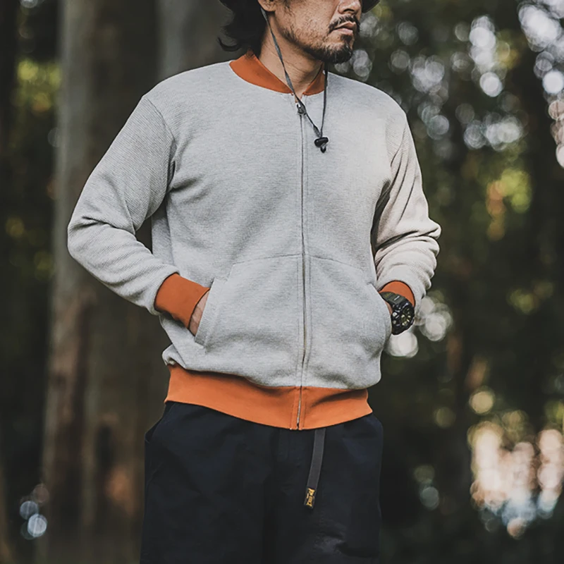 

Мужская футболка Jaet Long Sve с капюшоном на молнии в американском стиле ретро, повседневная футболка из плотного хлопка с волнистым узором, весна-осень