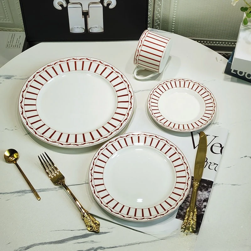 Creative Western Plate Steak Nordic Tableware Ins Style White Ceramic Internet Celebrity Home Dish Plate