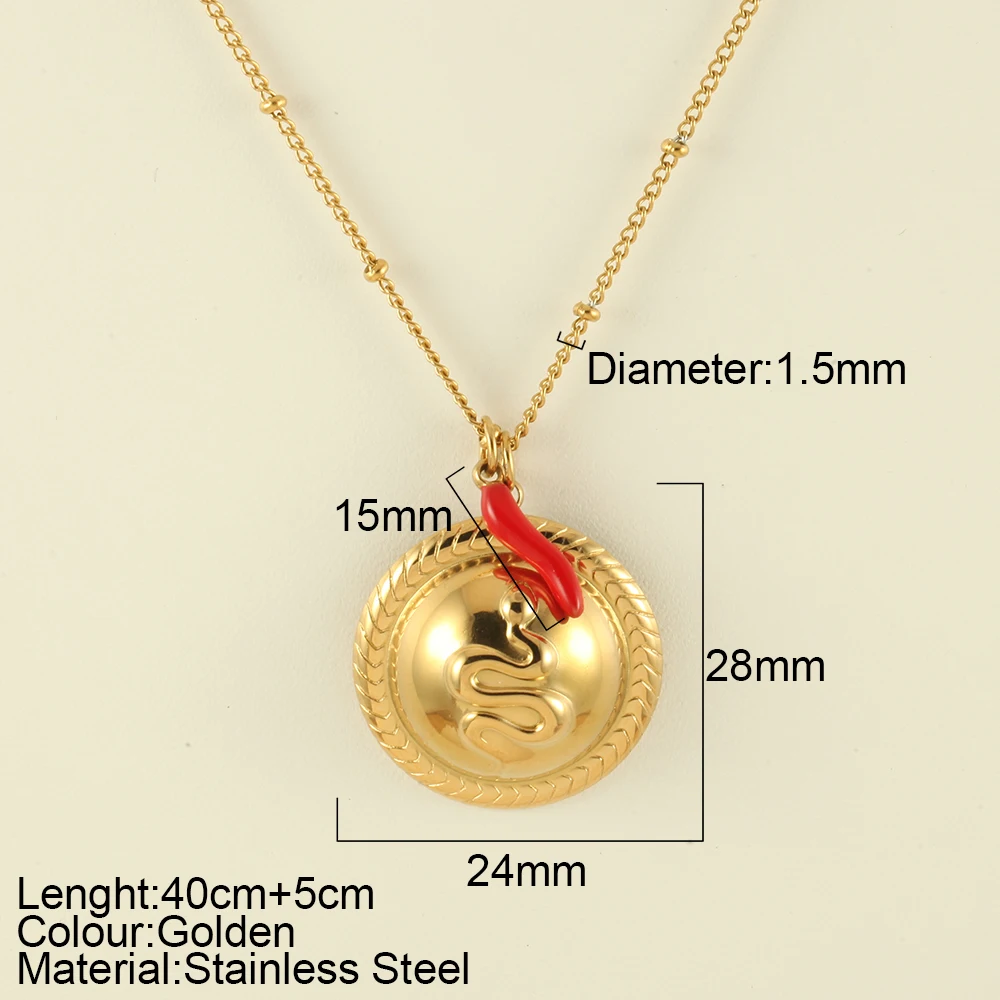 pendant necklace for women golden chain heart-shaped pendant red chili pepper trendy women's stainless steel jewelry sets gift