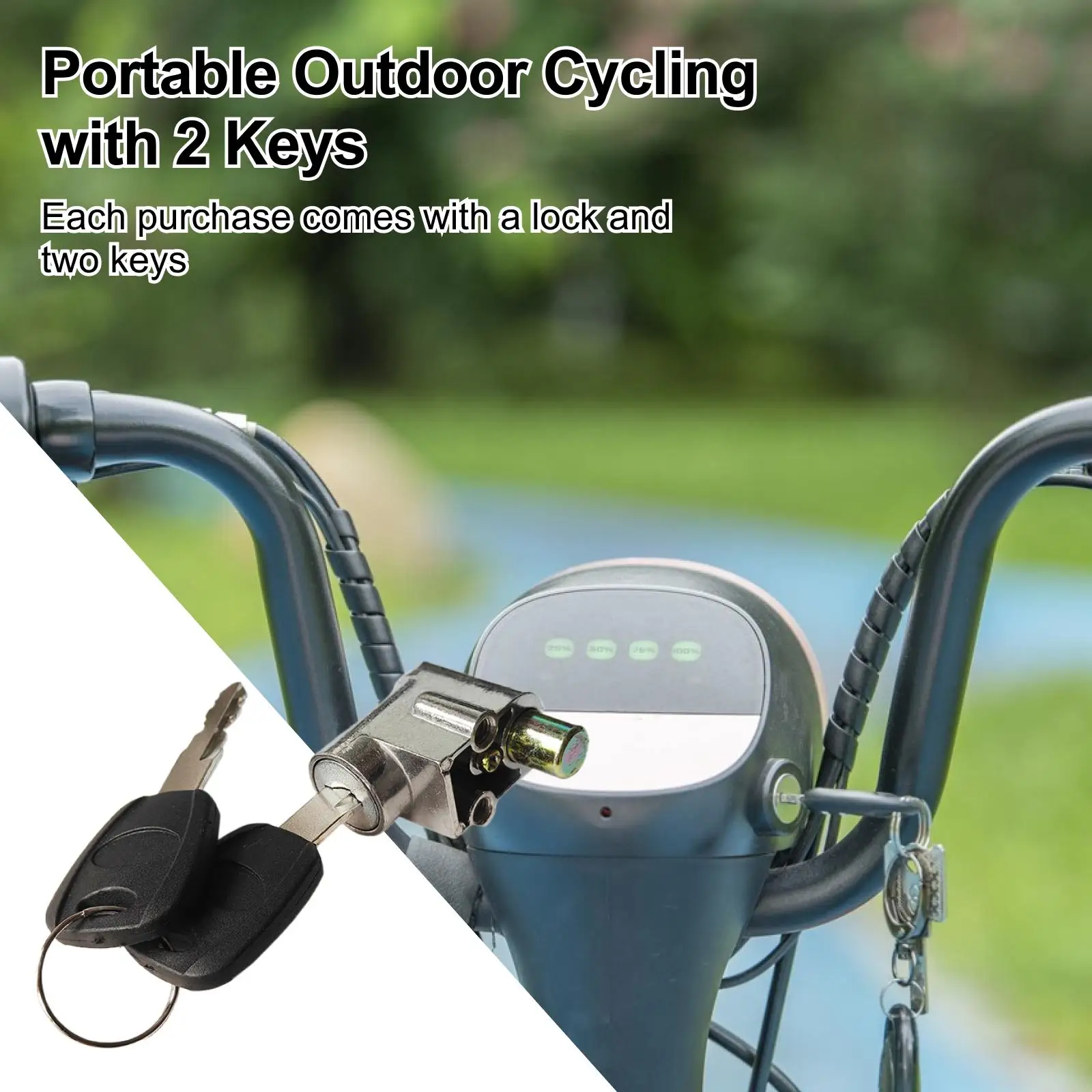 E-bike Battery Lock Replacement Cylinder for Electric Vehicle Battery Box Sturdy Aluminum Zinc Iron with 2 Keys Easy Install