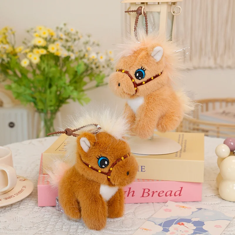 15 cm kleiner Pferd-Anhänger, gefülltes Cartoon-Pony-Tier, Schlüsselanhänger, Plüschtier, weich, fünf Farben, modisches Accessoire, Geschenk