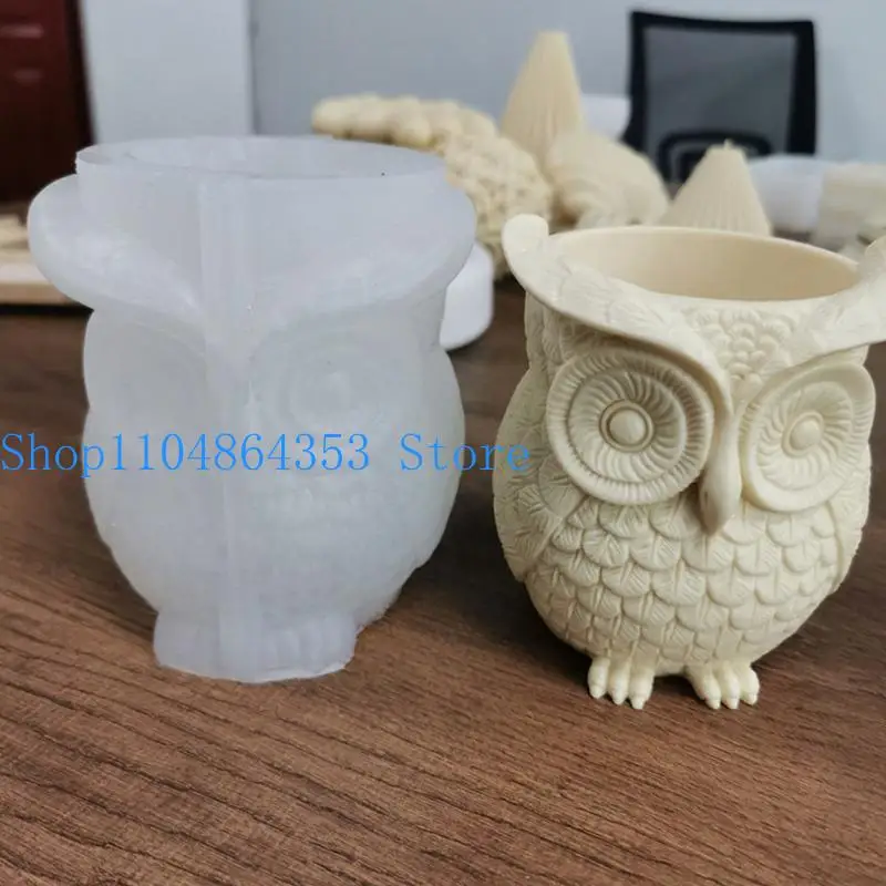 652F قوالب راتنجات DIY مناسبة لأواني الحلوى البومة وعاء زهرة شكل الطين