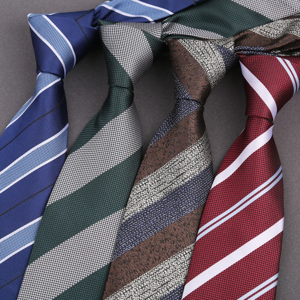 Klassische Polyester-Krawatte, blau, weinrot, Khaki, schmal, breiter Streifen, Herren-Krawatte, Schal für Dinner-Party, Alltagskleidung, Hemd, Anzug, Zubehör