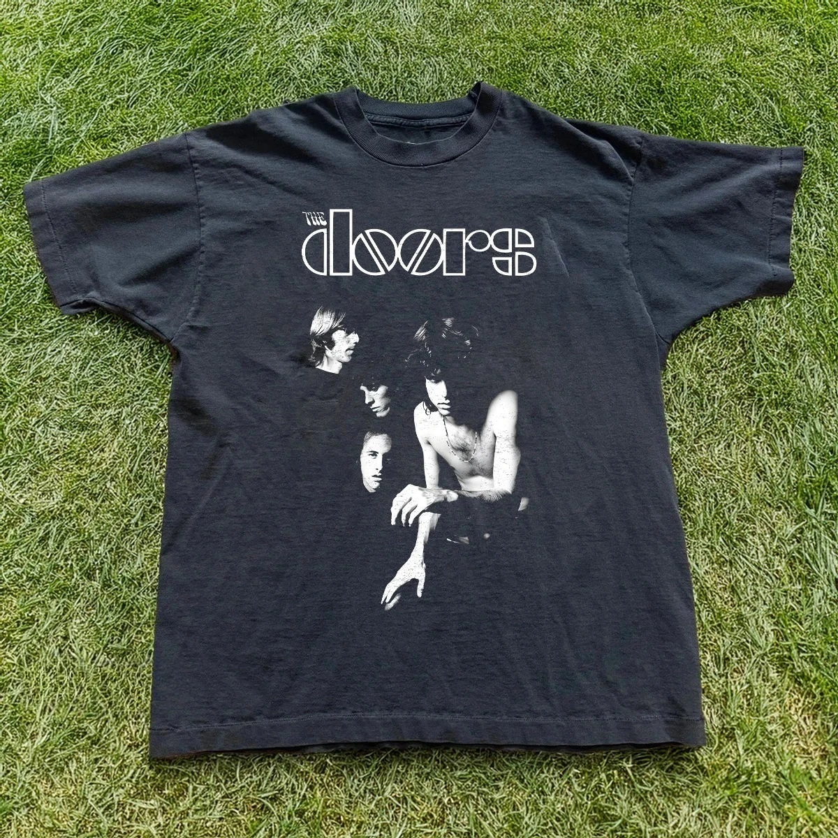 Herren Sommer Vintage The Doors Print T-Shirt Unisex Baumwolle und Atmungsaktives T-Shirt Herren Rundhals Oversized Kurzarm – Detail 6