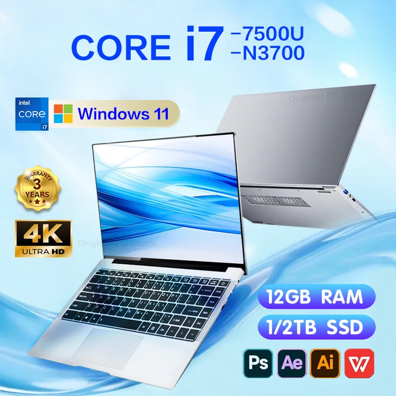 2025 جديد كور i7-7500U كمبيوتر محمول محمول ويندوز 11 برو دفتر 12 جيجابايت رام 512 جيجابايت 1 تيرا بايت 2 تيرا بايت SSD 1920*1080P مكتب جهاز كمبيوتر شخصي
