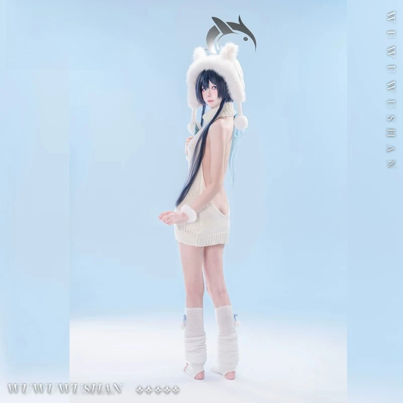 

Ryūge Kisaki Game Blue Archive Cosplay Costume Uniform Women's sexy cat nightgown hat socks Halloween carnival white sweater