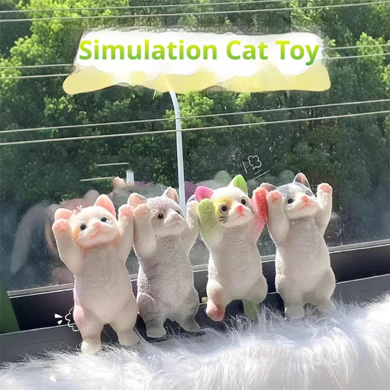 13CM Cute Taba Squishy Cat Fluffy Sticky Realistic Cat Stress Relieving Toy Simulation Cats Doll Squeeze Gift for Kids Adults