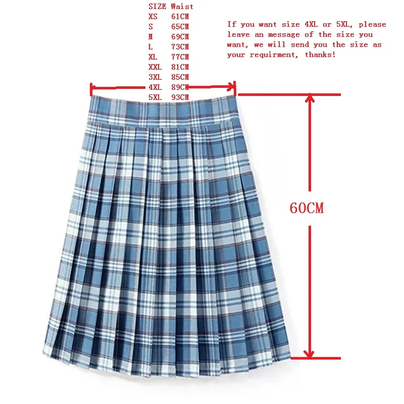 Fashion 60CM Length High Waist Pleated Skirt Ladies Summer Women A Line Harajuku Korean Plaid Midi Skirt For School Girl Uniform
