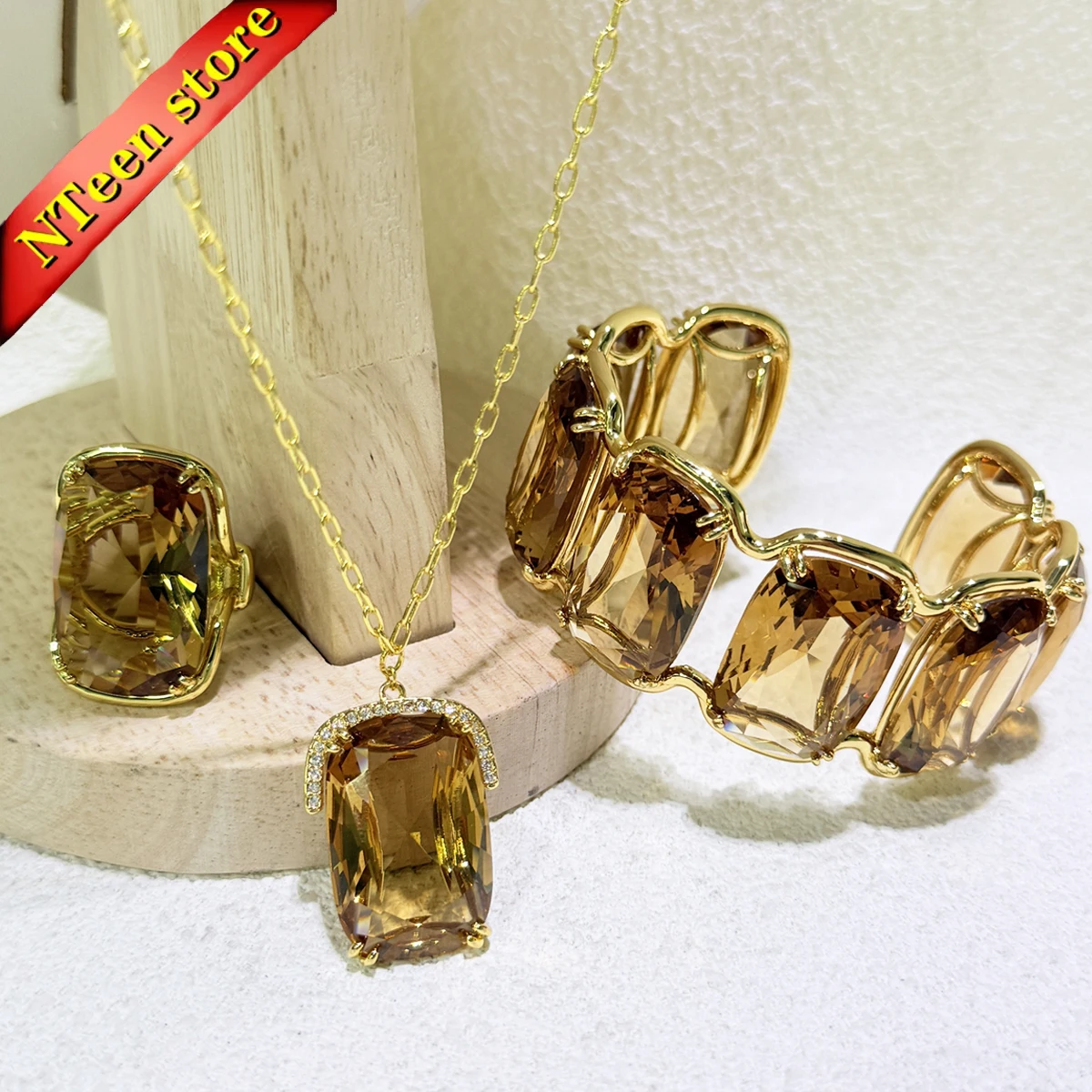

Original 2025 High Quality Fine Jewelry Set Charm Black Gold Crystal Fashion Necklace Bracelet Earring forWomen Anniversary Gift