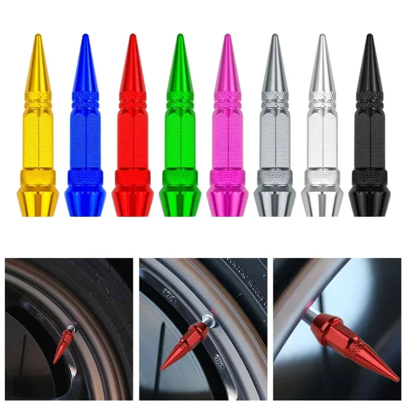 

New 4pcs Car 45/60MM Bullet Head Screws Valve Caps Personalized Modifications Pointed Valve Tips Bicycle and Motorcycle Tires