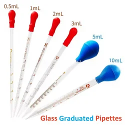 3pcs 10ML 5ML 2ML Glass Graduated Pipettes Transfer Dropper for Liquid Essential Oil Fluid and Liquid Pipettors