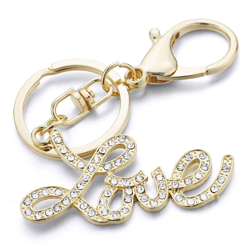 Chic Letter Love Keychains Keyrings Purse Bag Pendant Car Key Chain Ring Holder Souvenir Lovers Gift K348